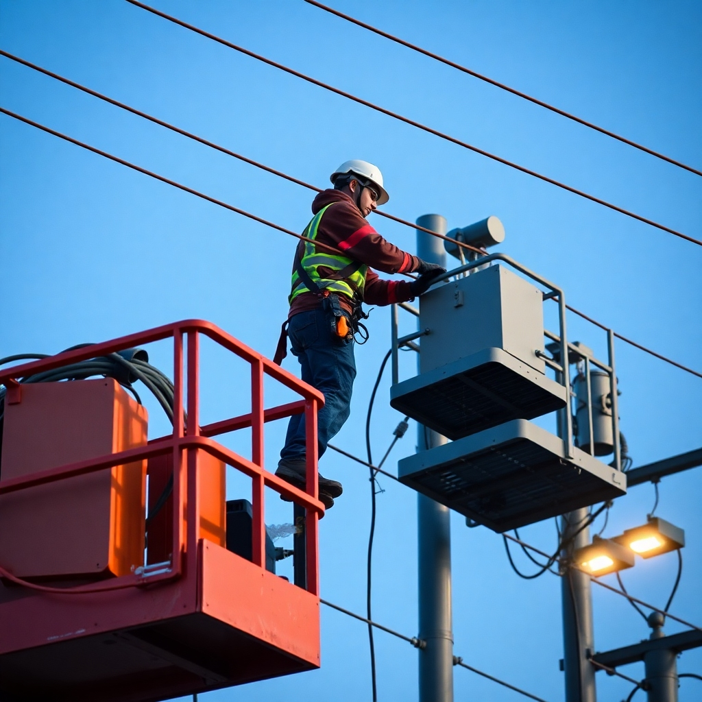 Electrician working high